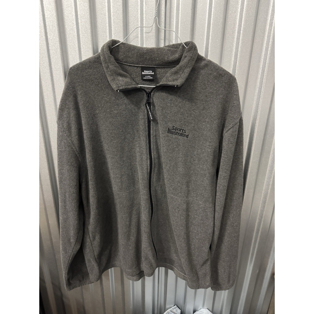 Sports Illustrated Mens Fleece Pullover Full Zip Size Adult XL Gray Long Sleeve